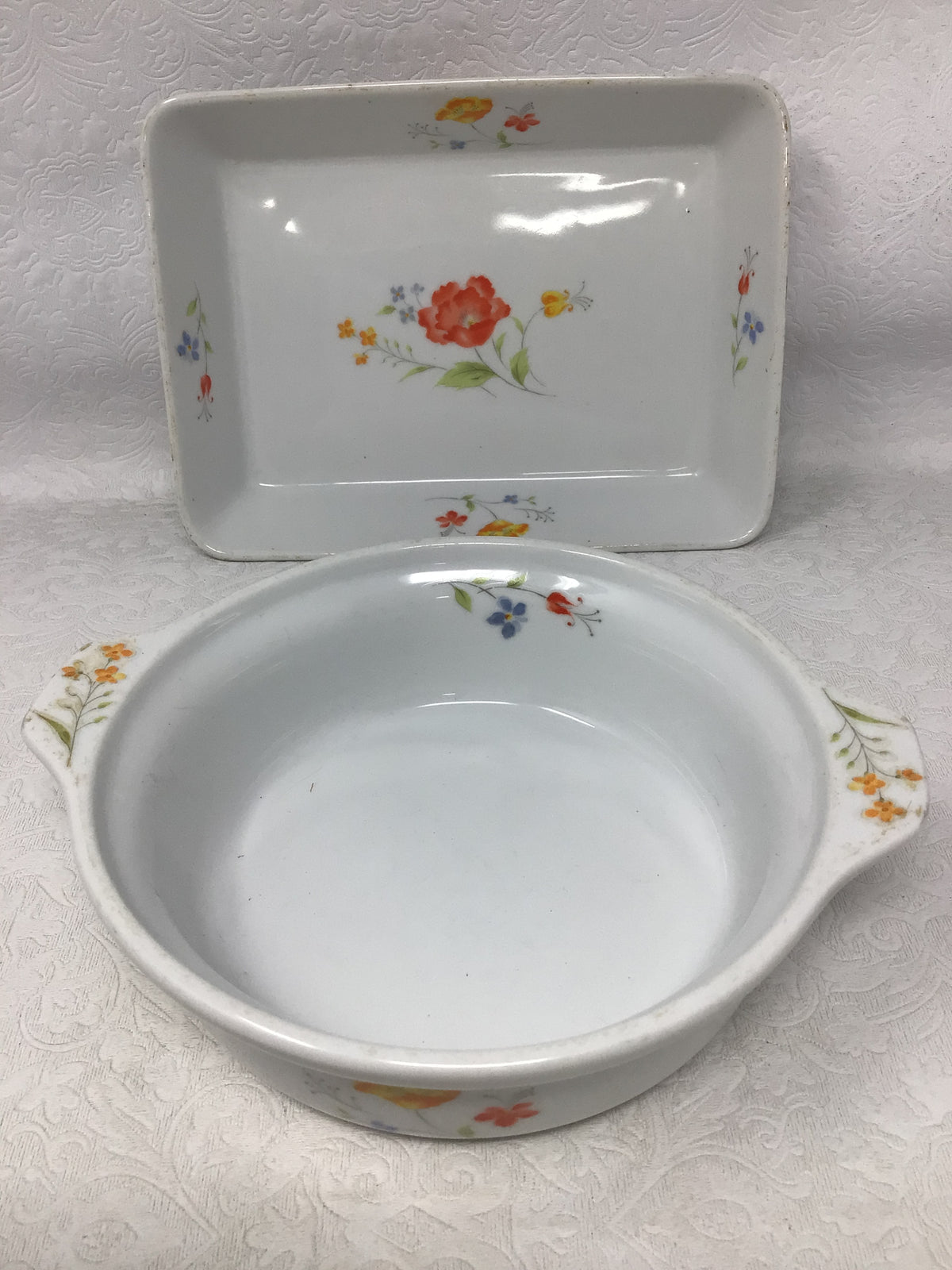 Vintage Hearthside Bake N’ Serve Rectangle and Round Dishes, Set of 2