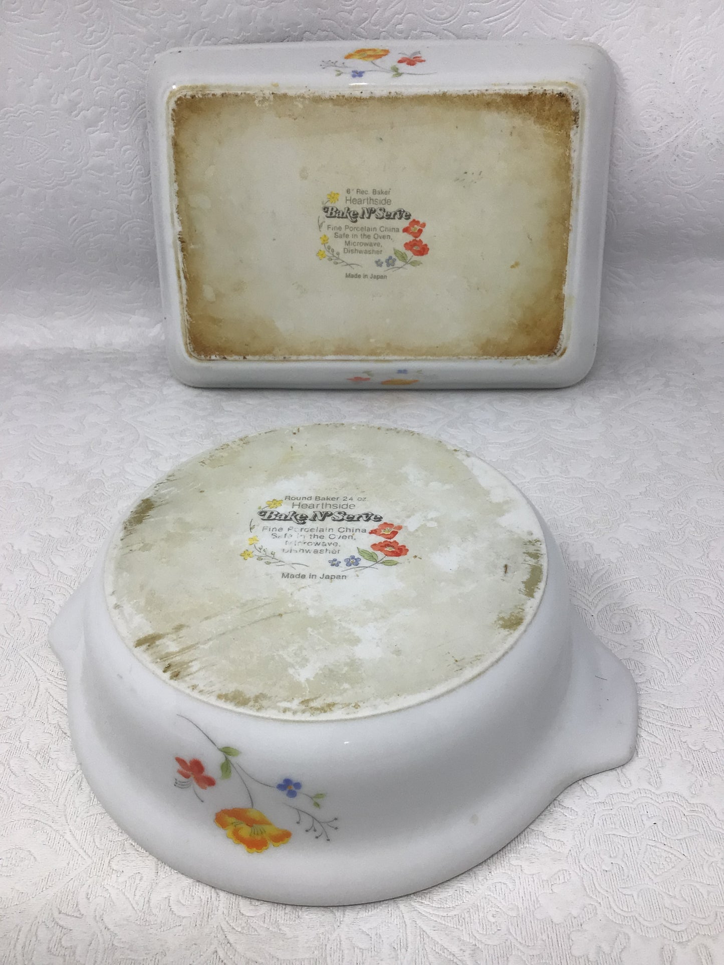 Vintage Hearthside Bake N’ Serve Rectangle and Round Dishes, Set of 2