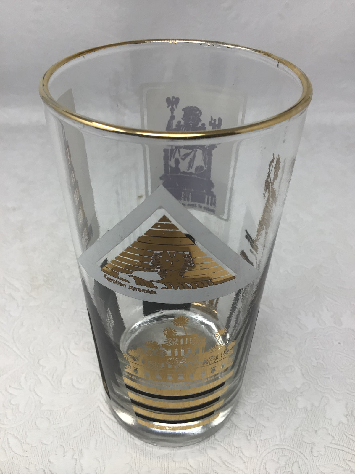 MCM Highball Glasses “Seven Wonders of the World”, Set of 7