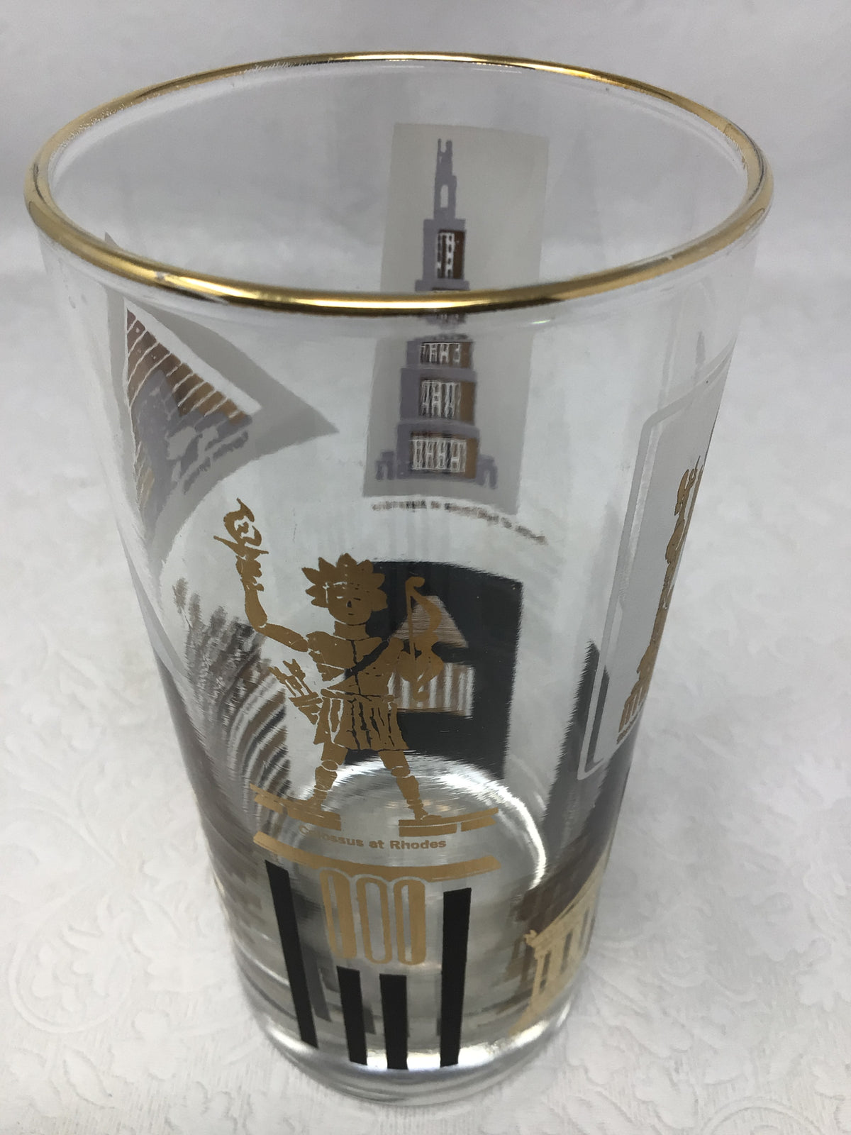 MCM Highball Glasses “Seven Wonders of the World”, Set of 7