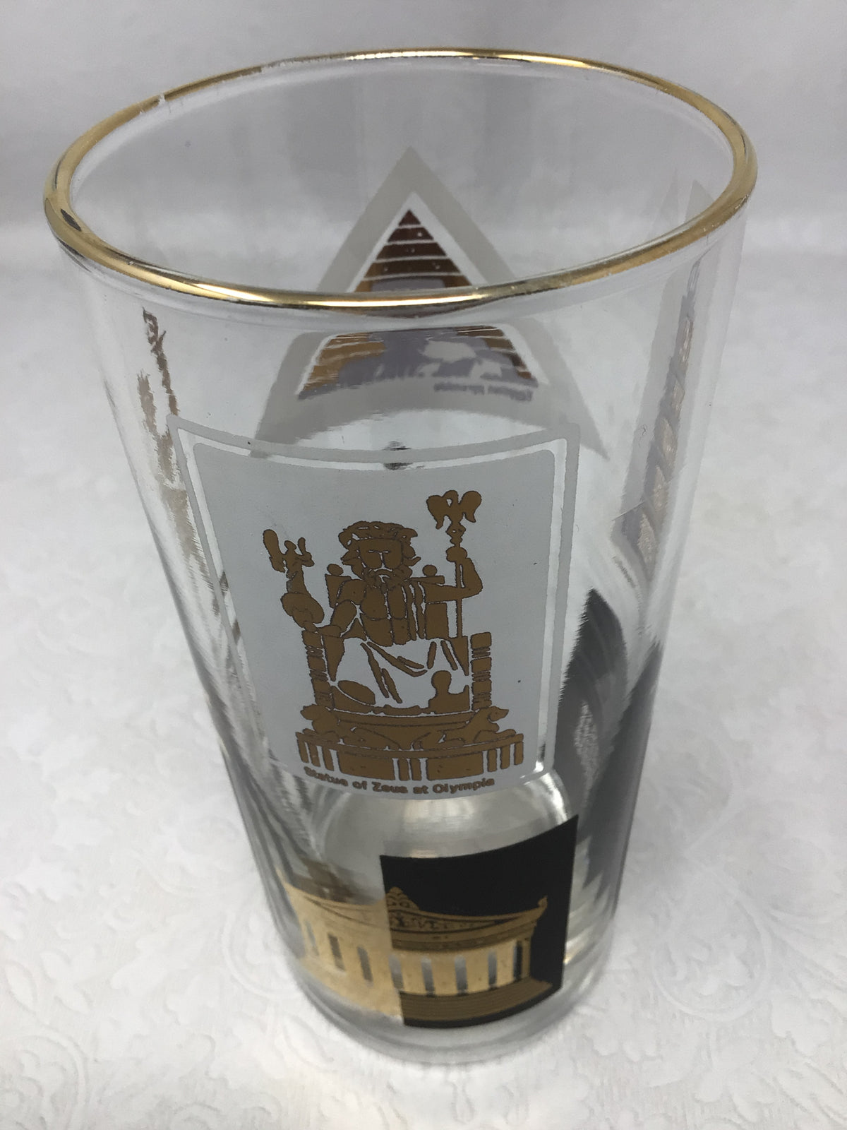 MCM Highball Glasses “Seven Wonders of the World”, Set of 7