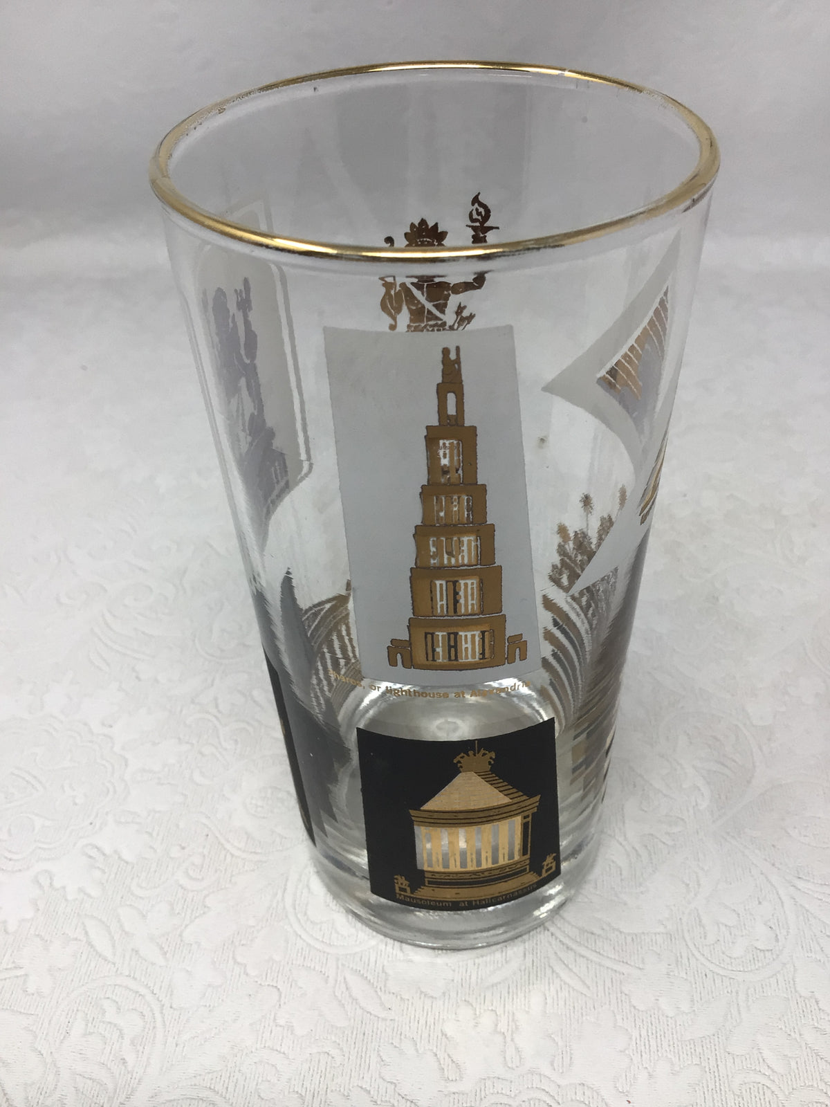 MCM Highball Glasses “Seven Wonders of the World”, Set of 7