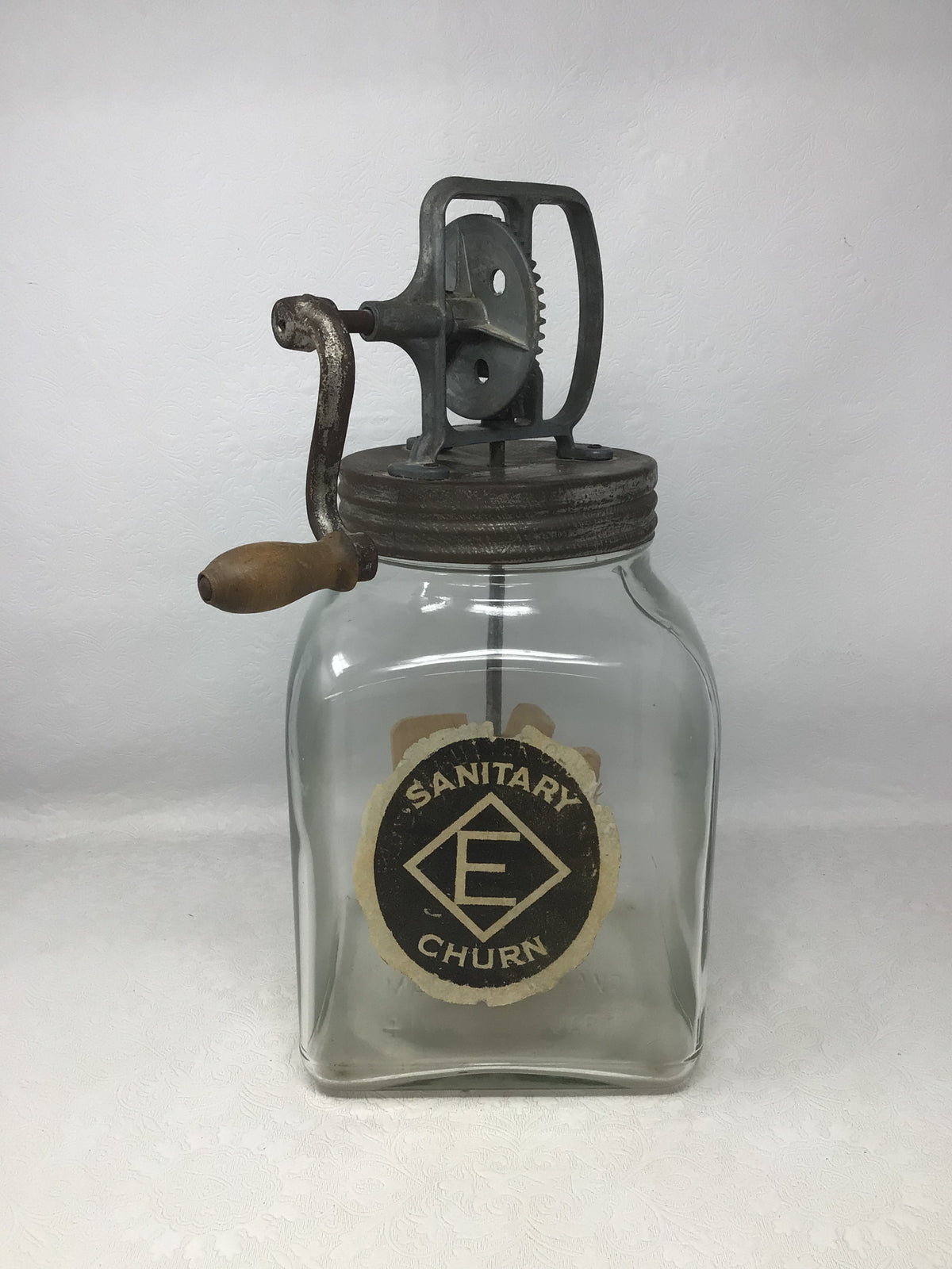 Vintage Glass Hand-crank Butter Churn