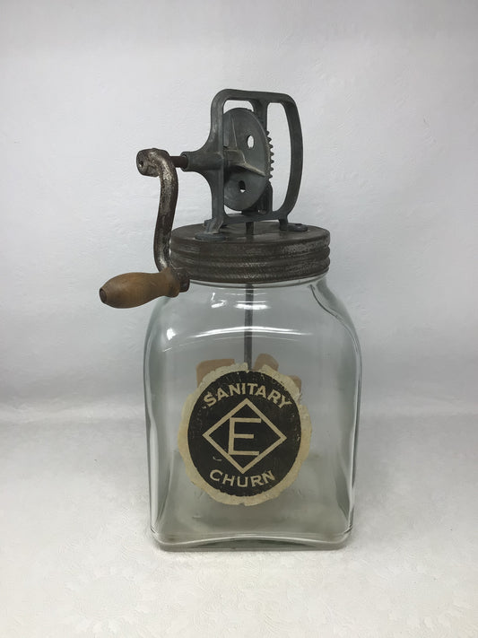 Vintage Glass Hand-crank Butter Churn