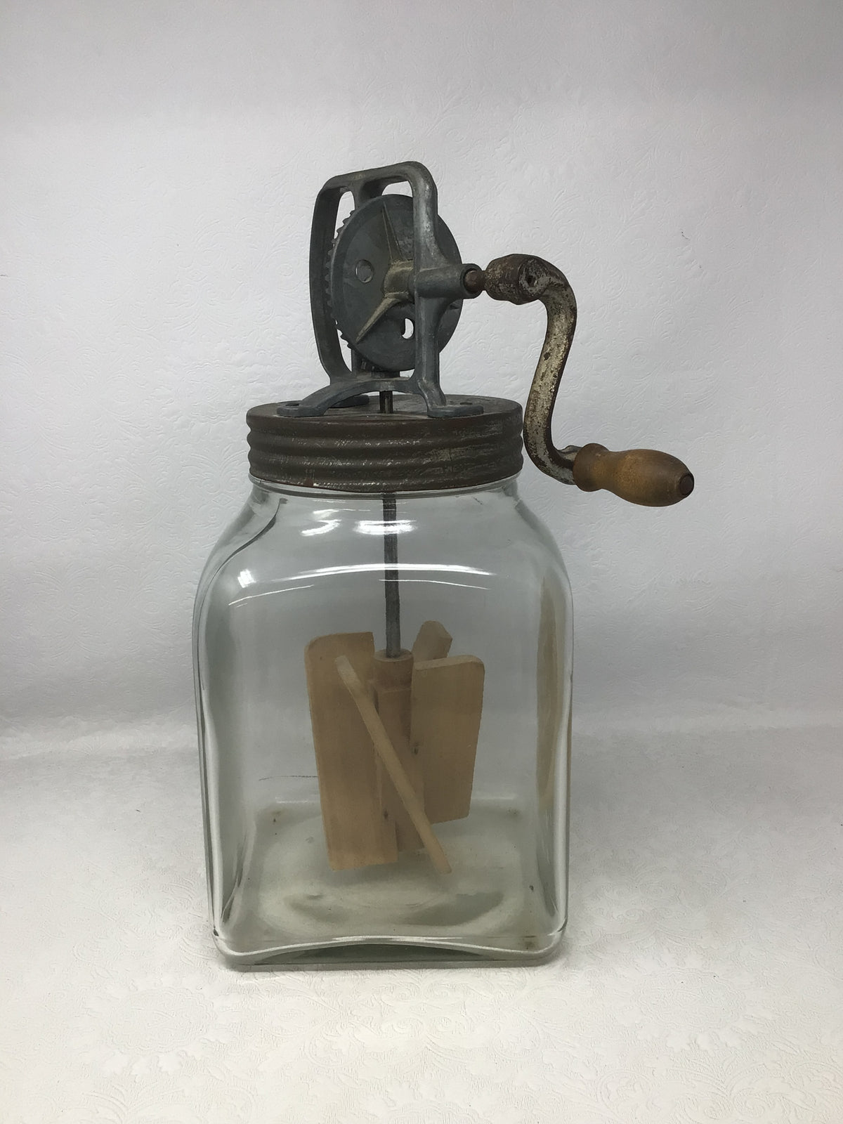 Vintage Glass Hand-crank Butter Churn