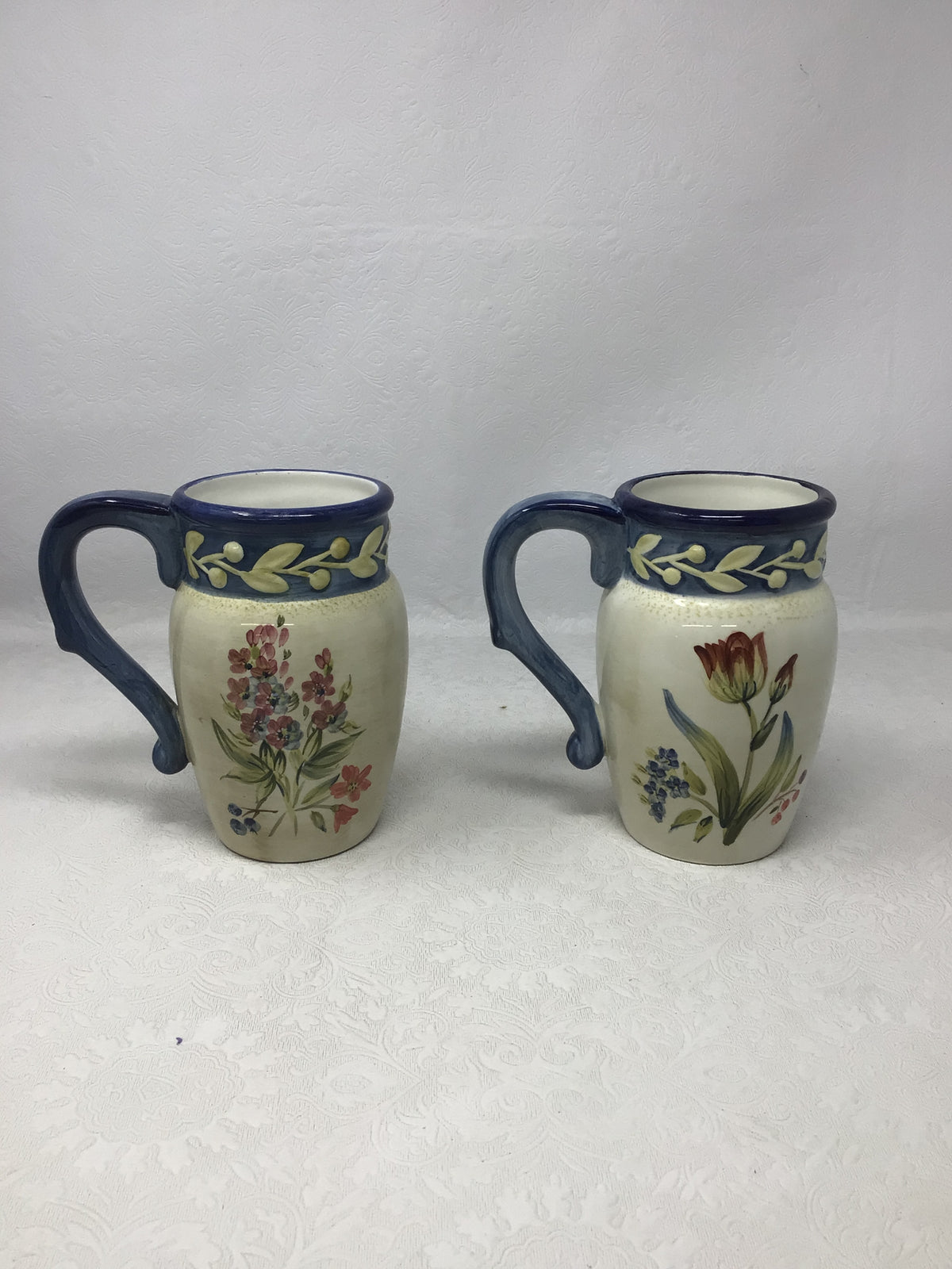 Ceramic Floral Jugs, Set of 2