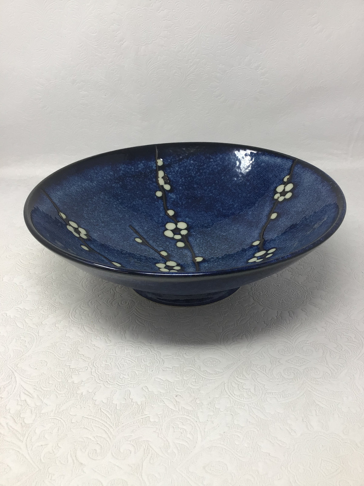 Blue Glazed Cherry Blossom Bowl