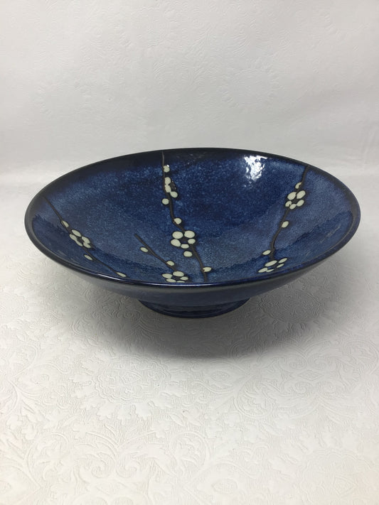 Blue Glazed Cherry Blossom Bowl
