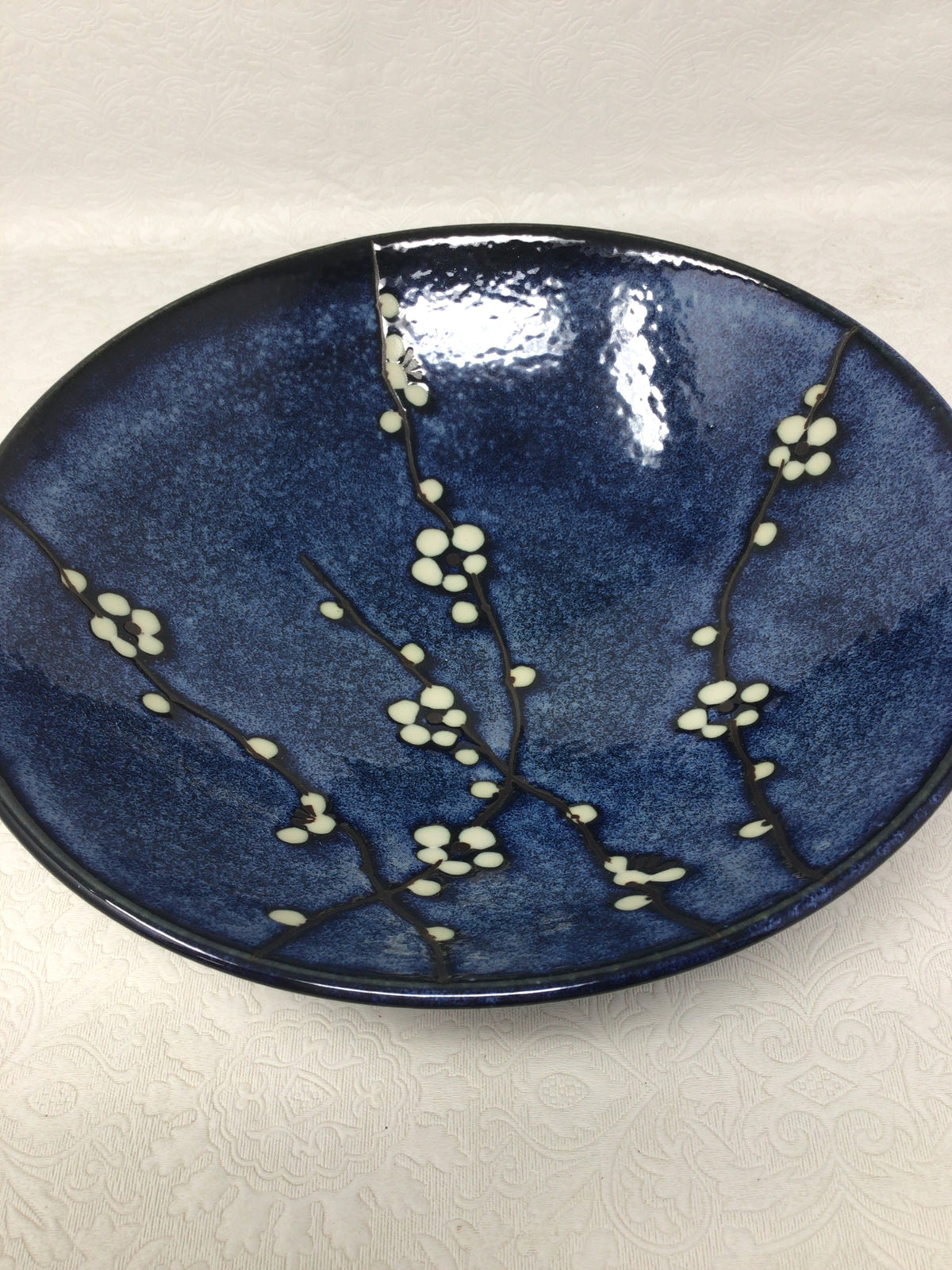 Blue Glazed Cherry Blossom Bowl