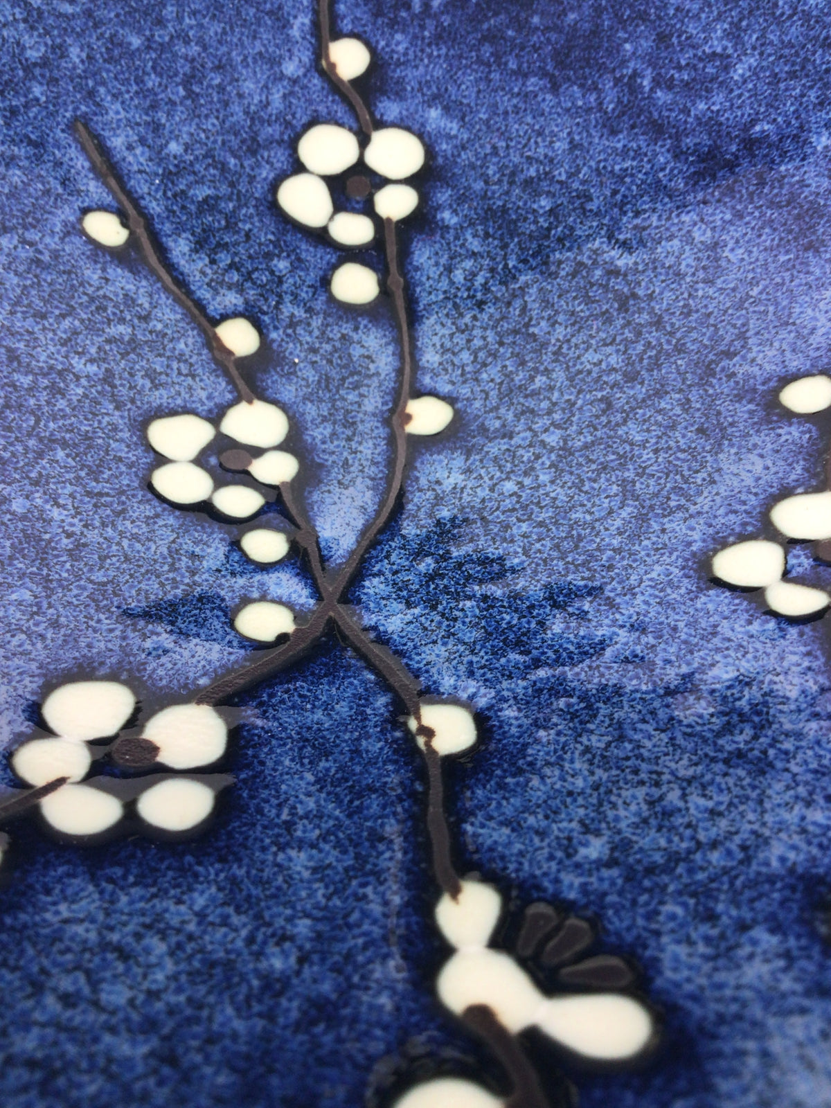 Blue Glazed Cherry Blossom Bowl