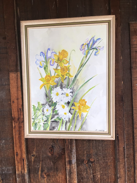 Daffodil and Iris Painting by M. Martin