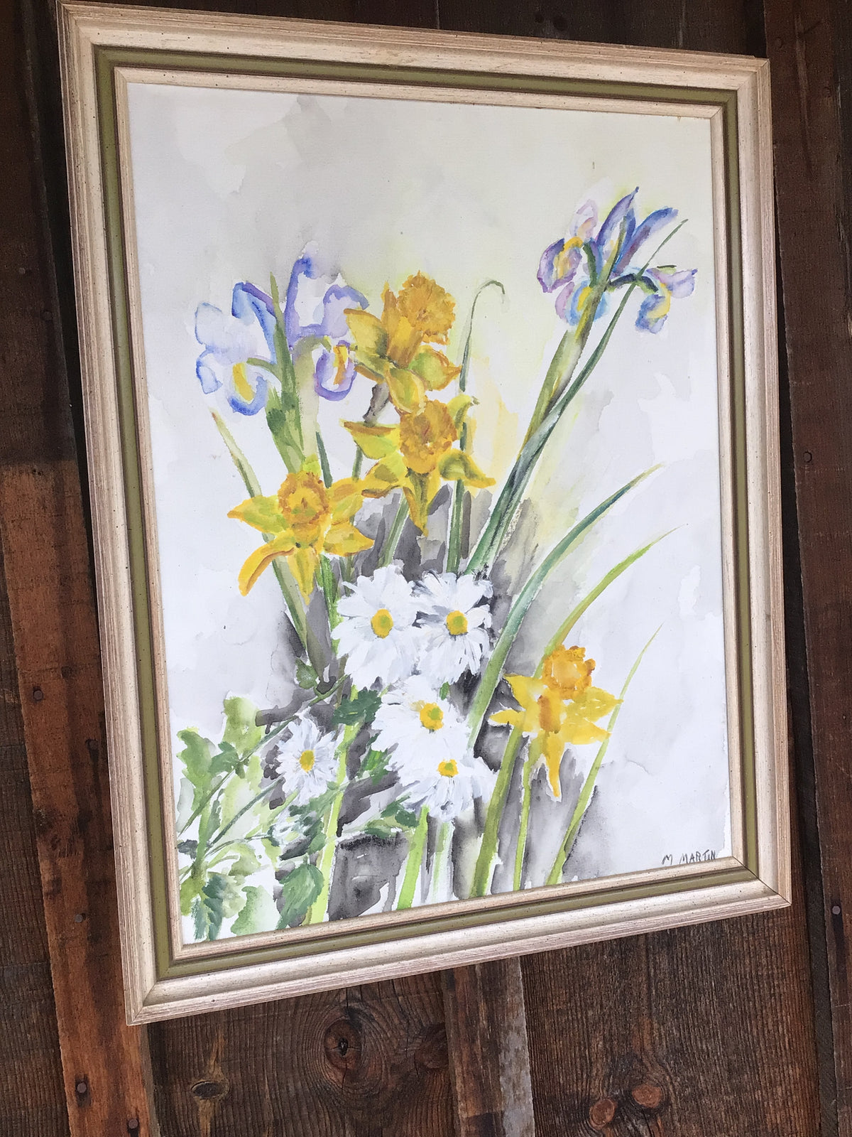 Daffodil and Iris Painting by M. Martin