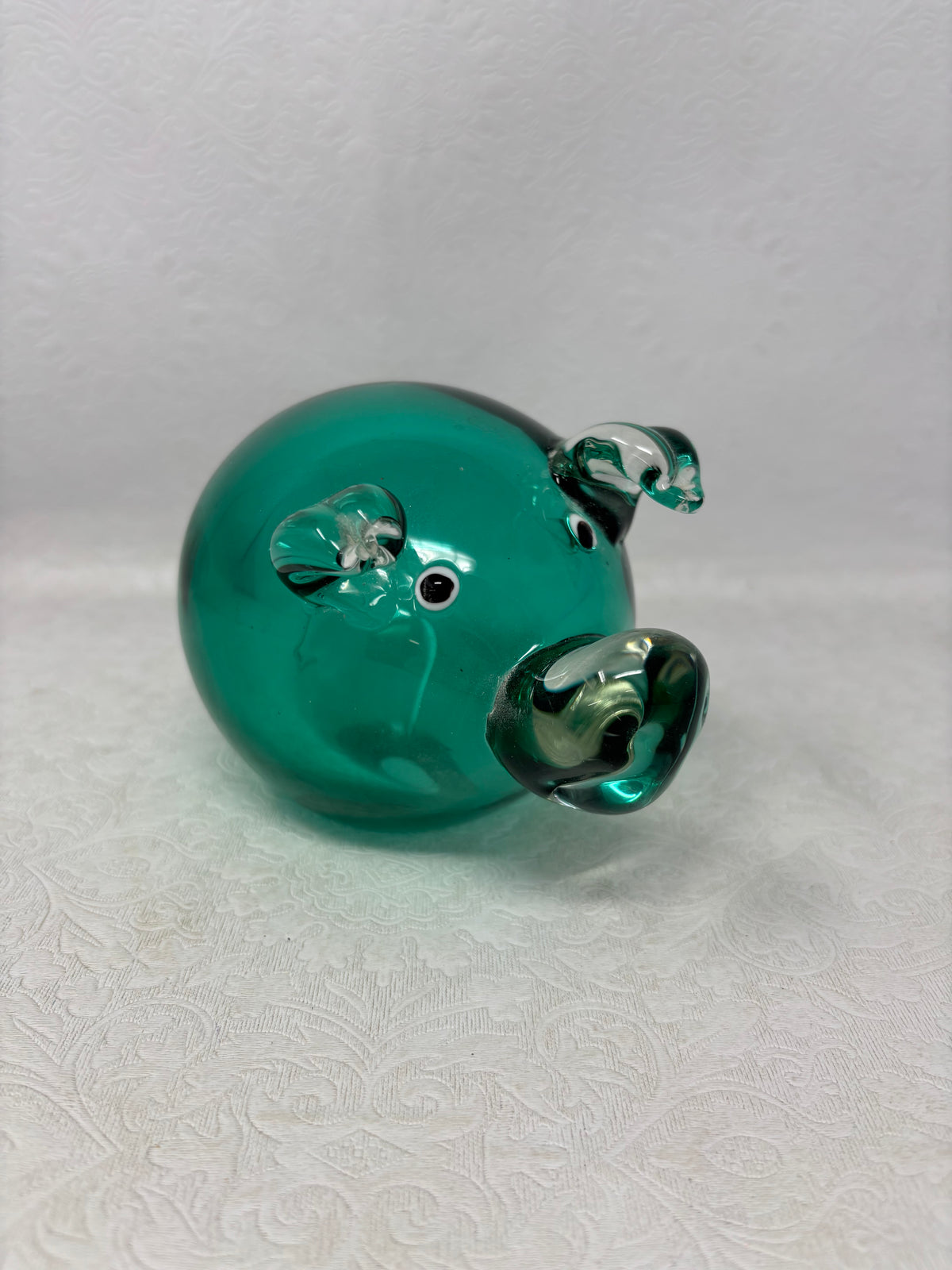 Green Hand-blown Glass Pig