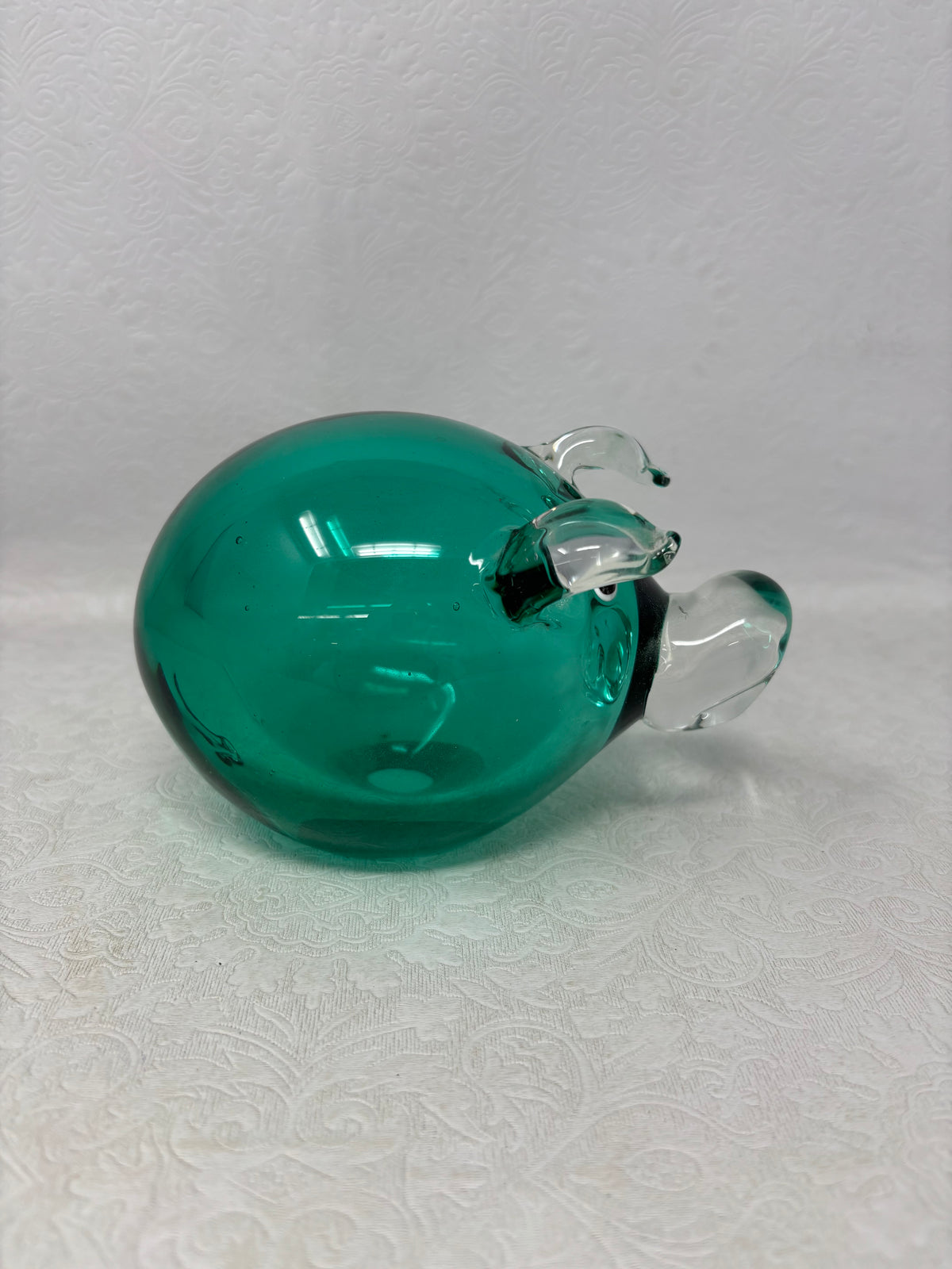 Green Hand-blown Glass Pig
