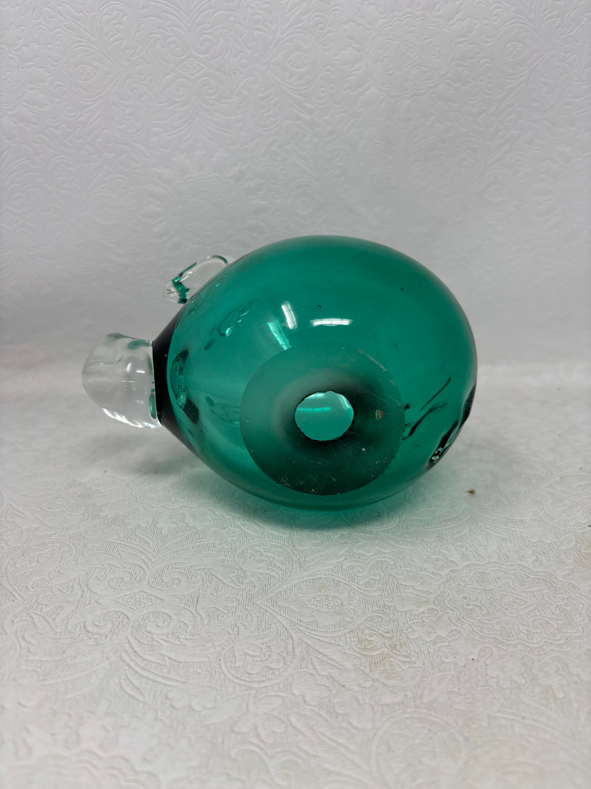 Green Hand-blown Glass Pig