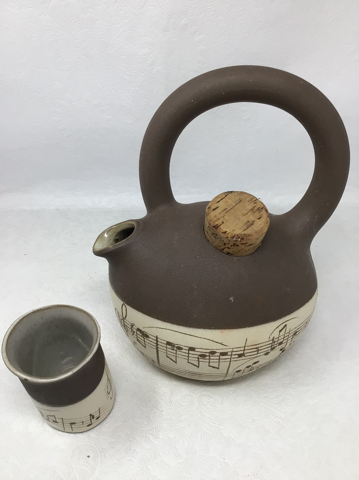 Music Note Ceramic Teapot and Cup