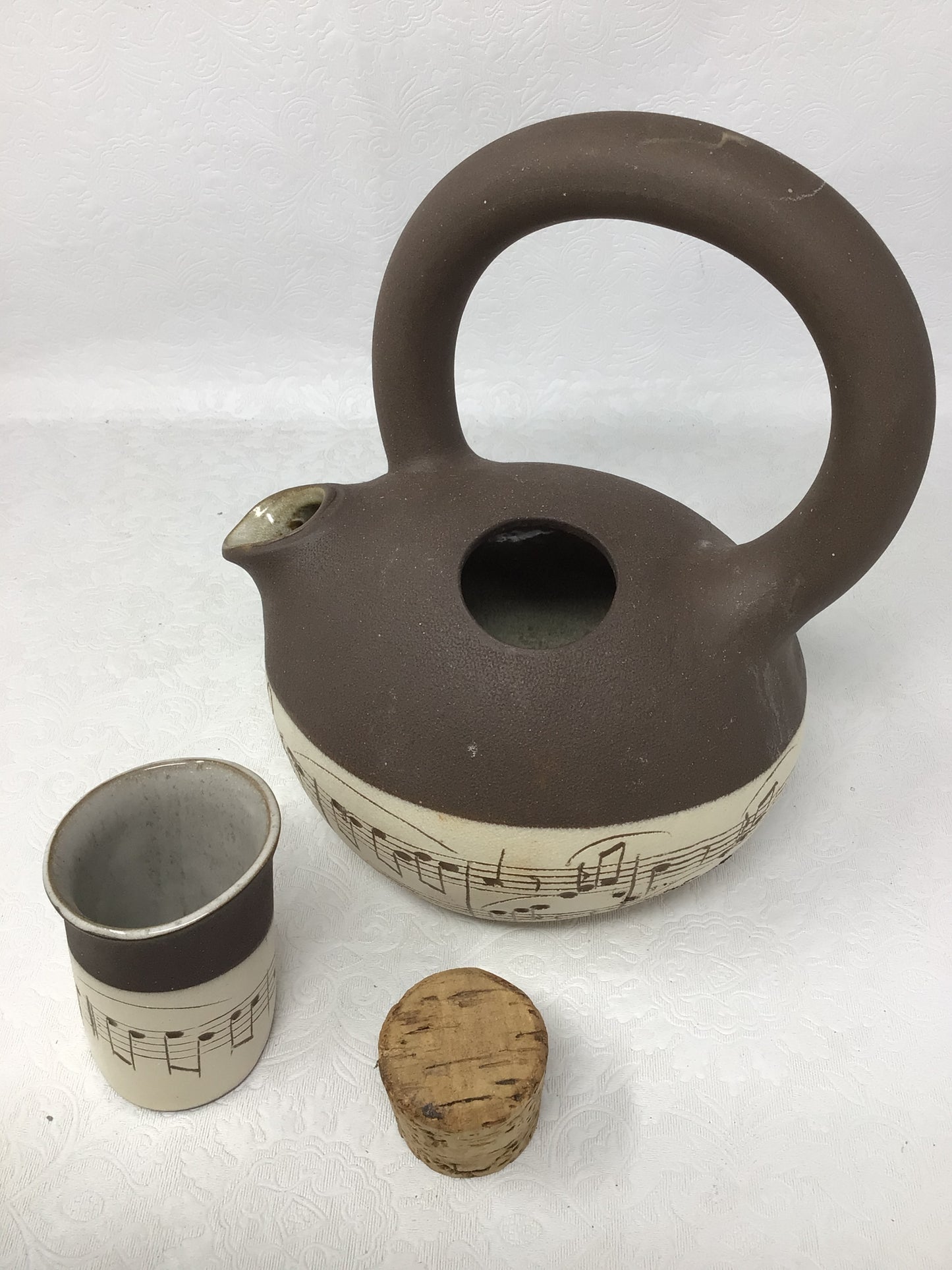 Music Note Ceramic Teapot and Cup