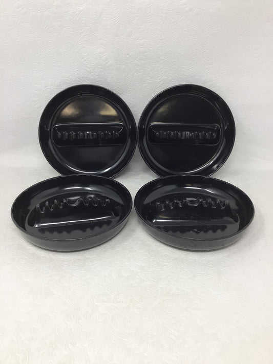 Four Plastic Black Ashtrays