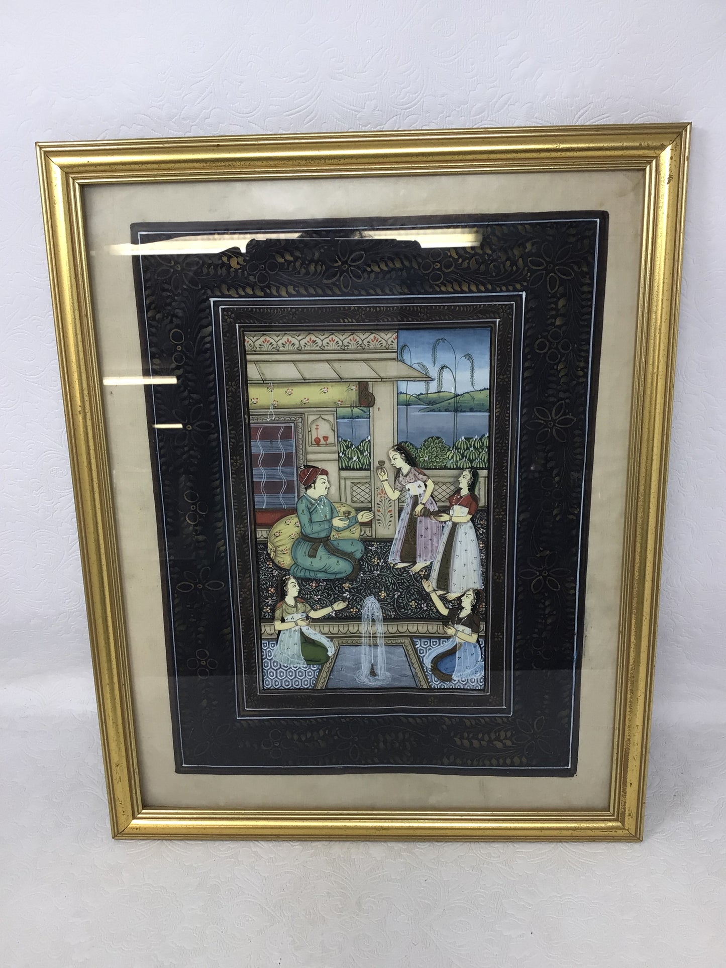 Miniature Courtyard Scene Painting
