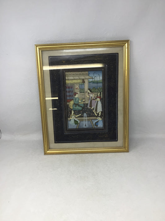 Miniature Courtyard Scene Painting