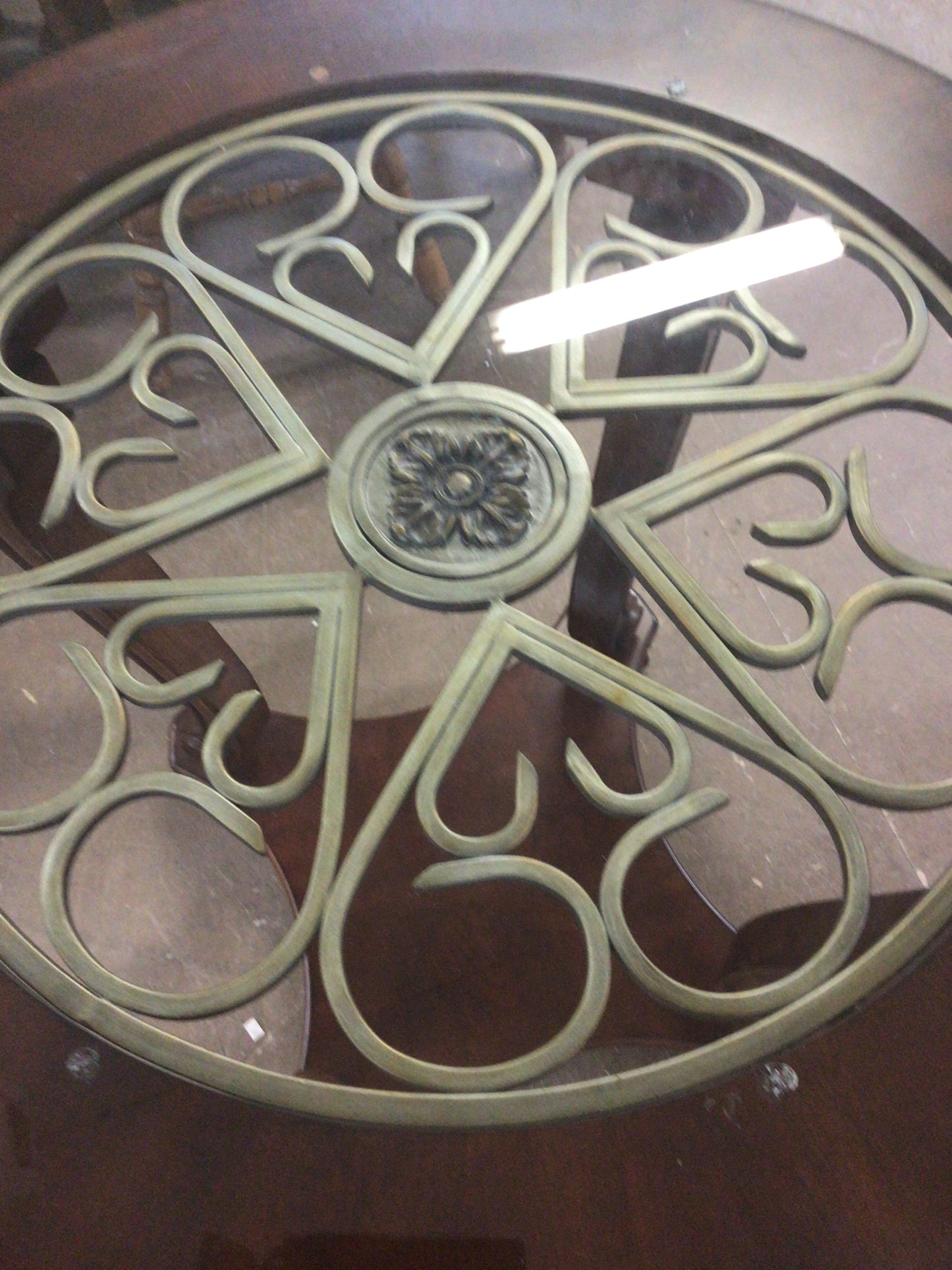 Ornate Round Glass Top Table
