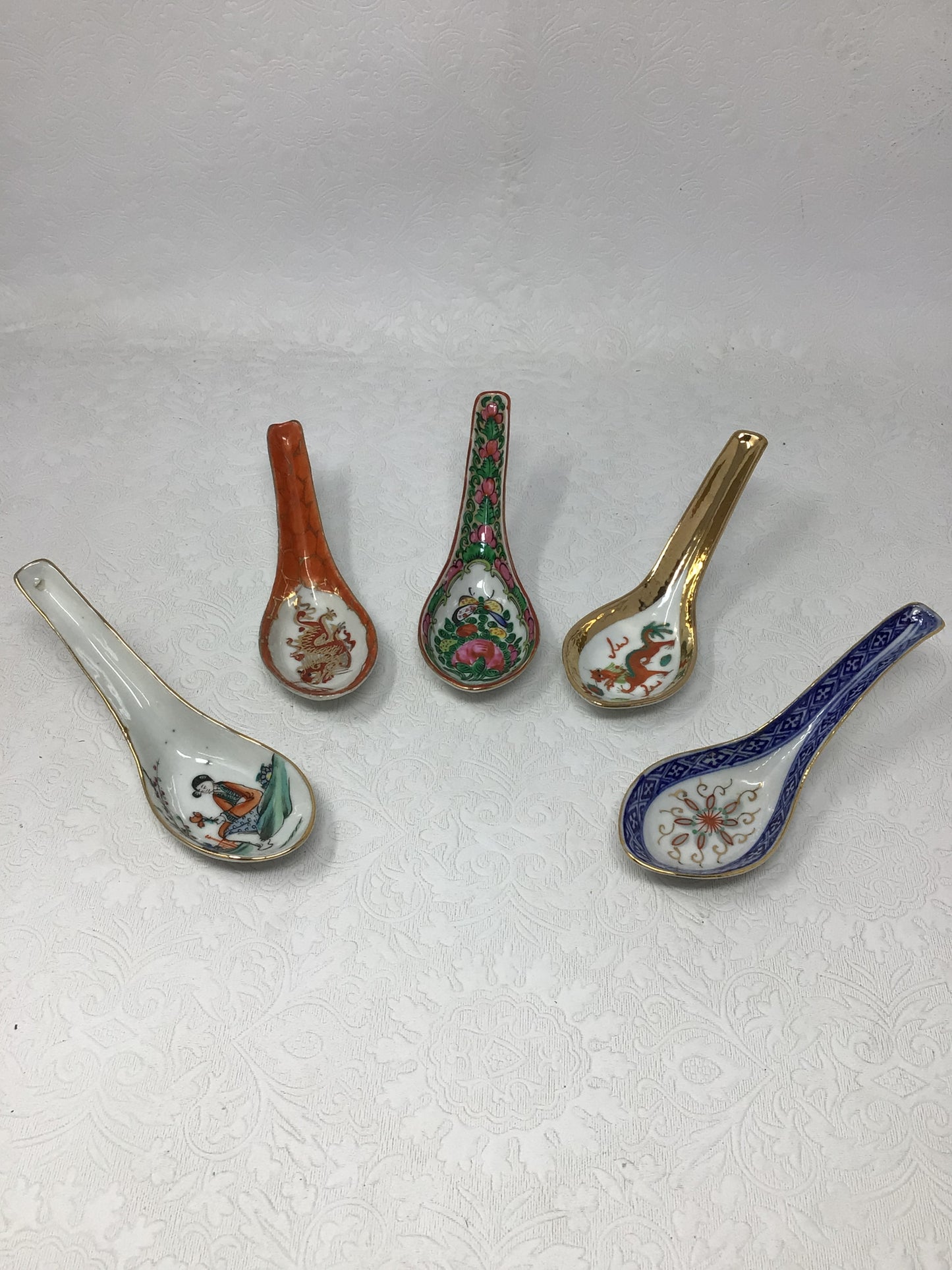Set Of 5 Chinese Soup Spoons