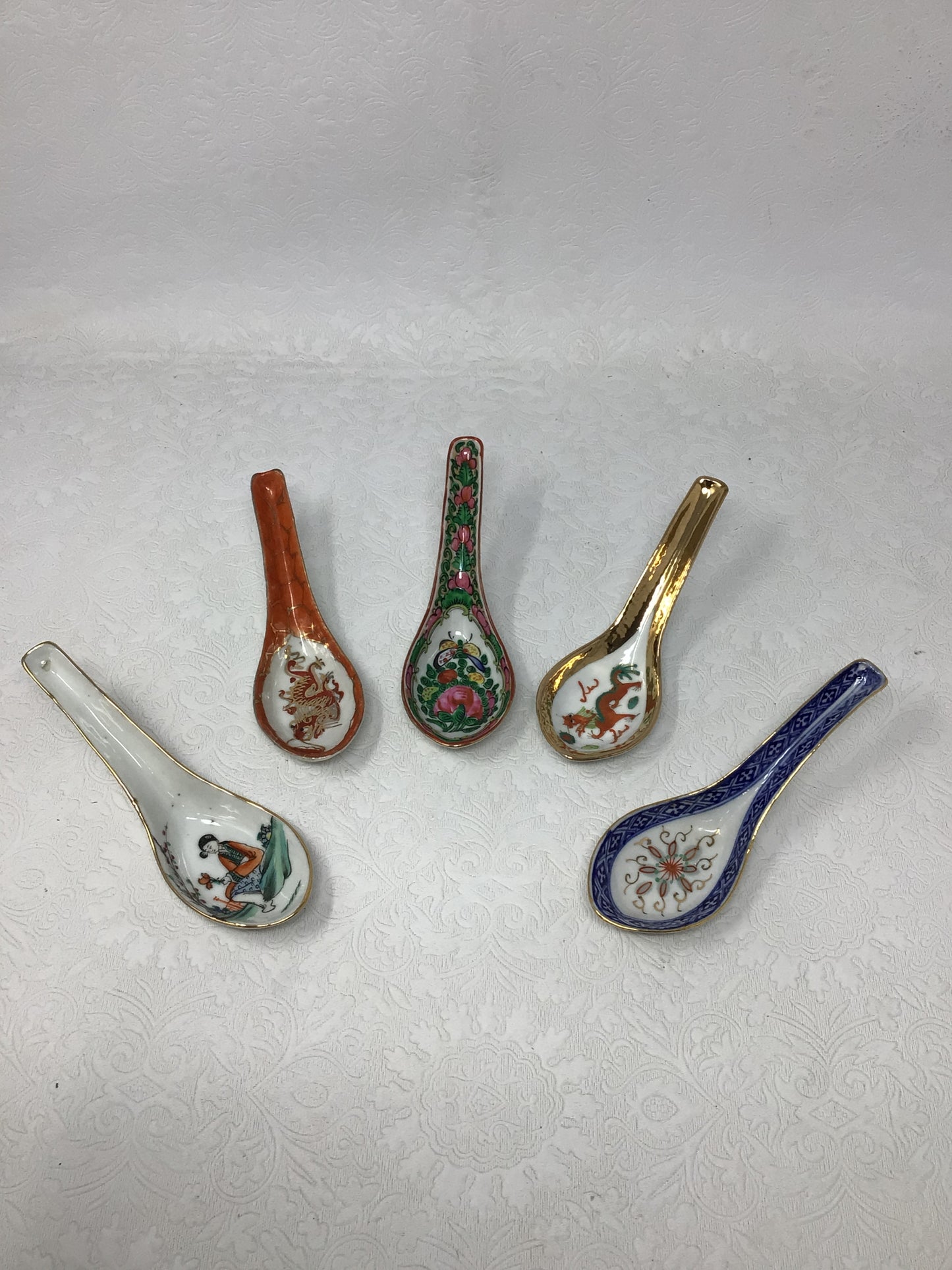 Set Of 5 Chinese Soup Spoons