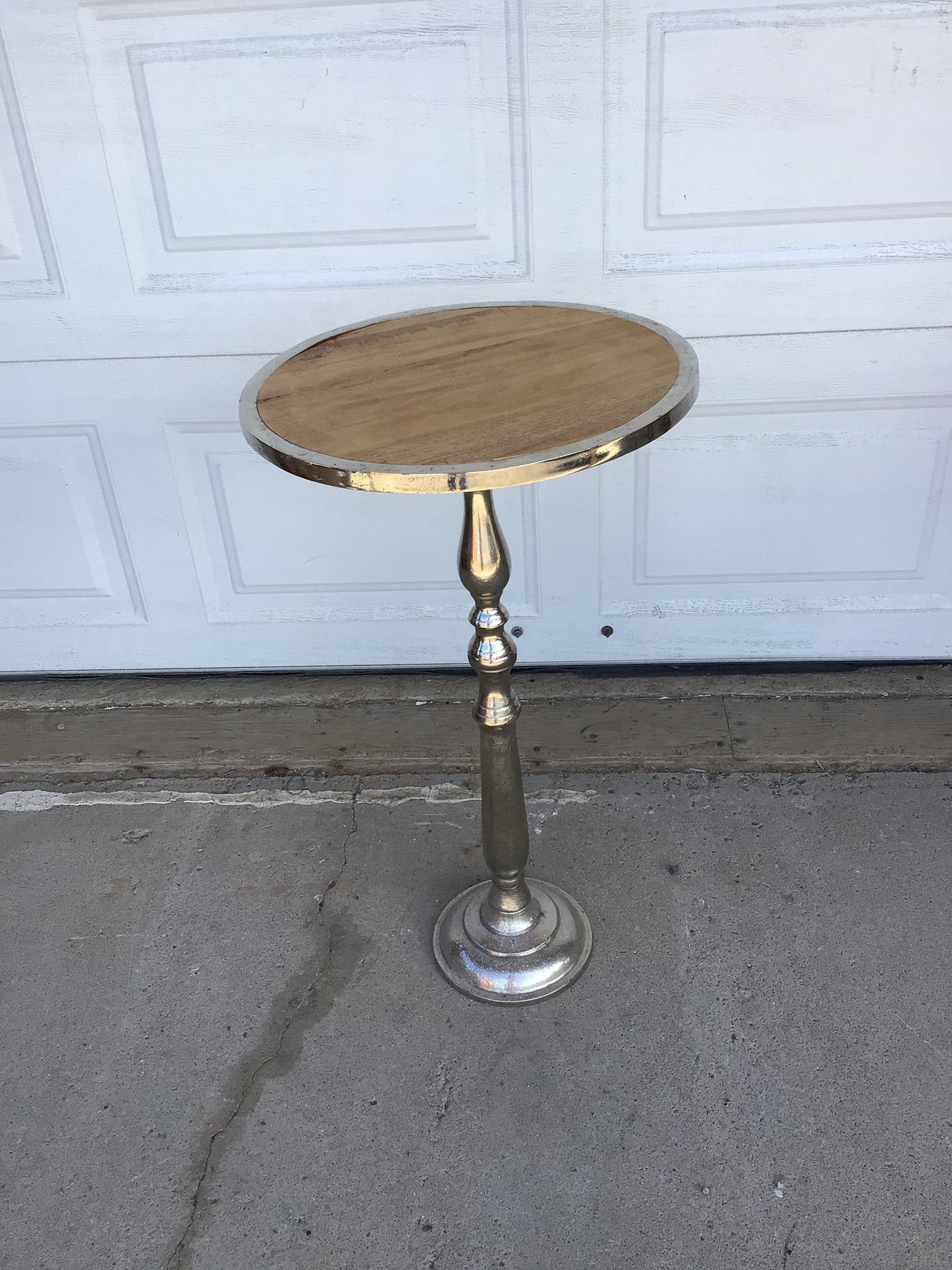 Silver Base Table With Wood Top
