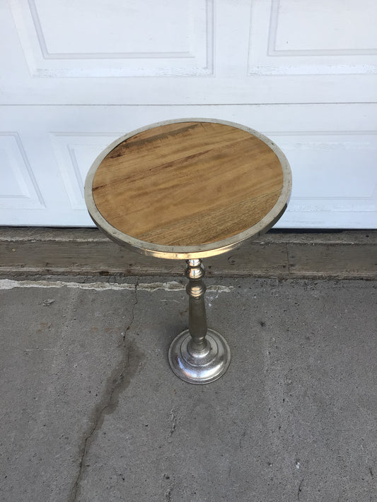 Silver Base Table With Wood Top