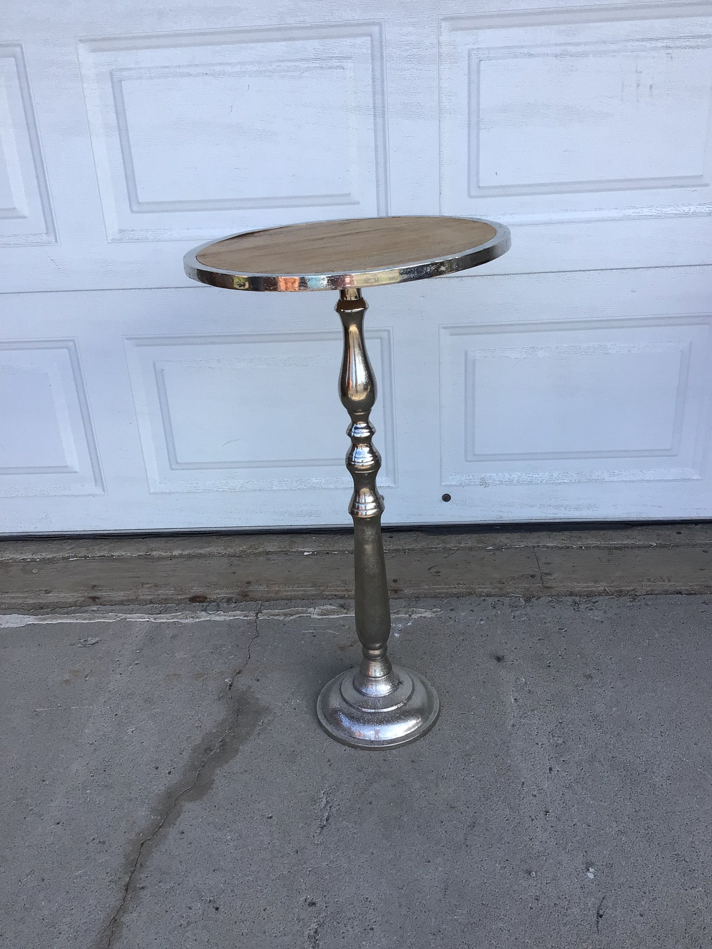 Silver Base Table With Wood Top