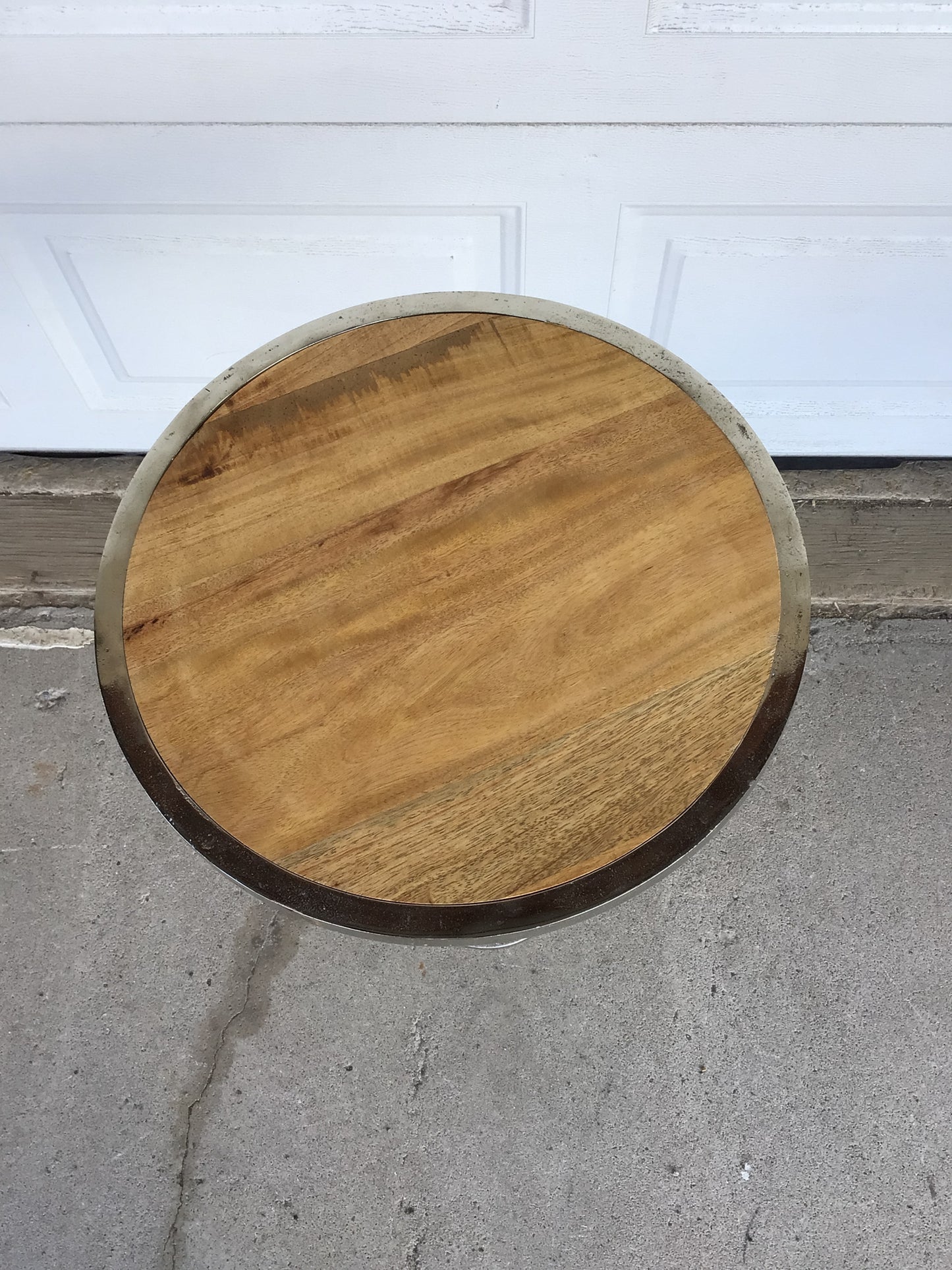 Silver Base Table With Wood Top