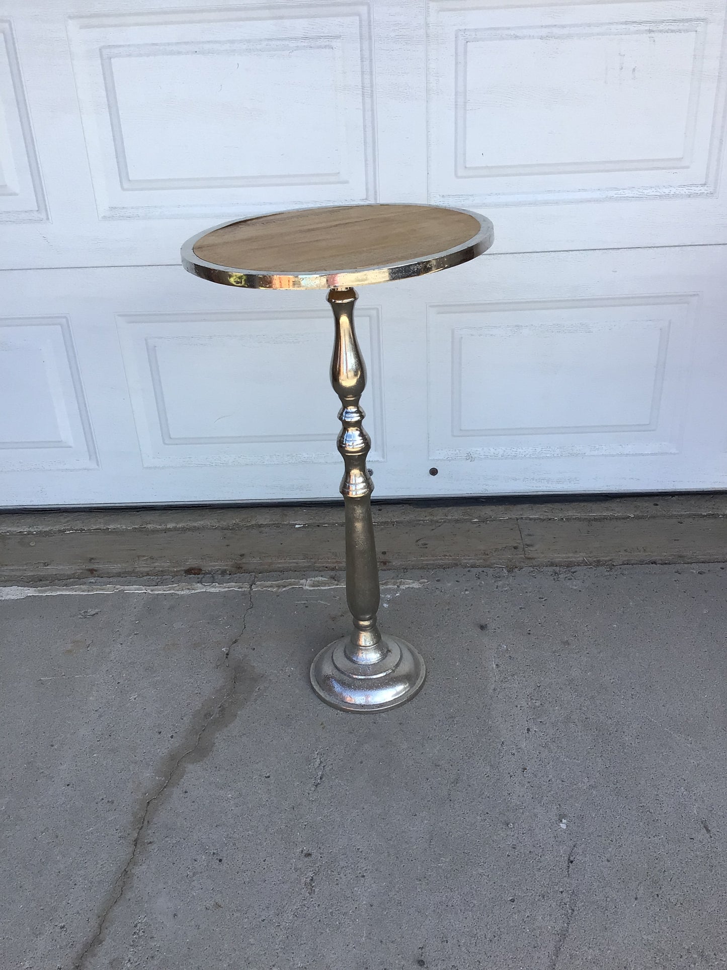 Silver Base Table With Wood Top