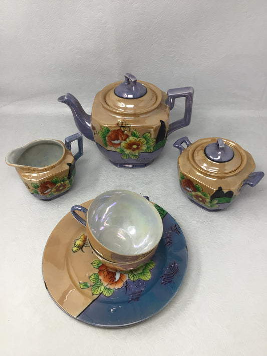 Vintage Japanese Lustreware 7 Piece Tea Set