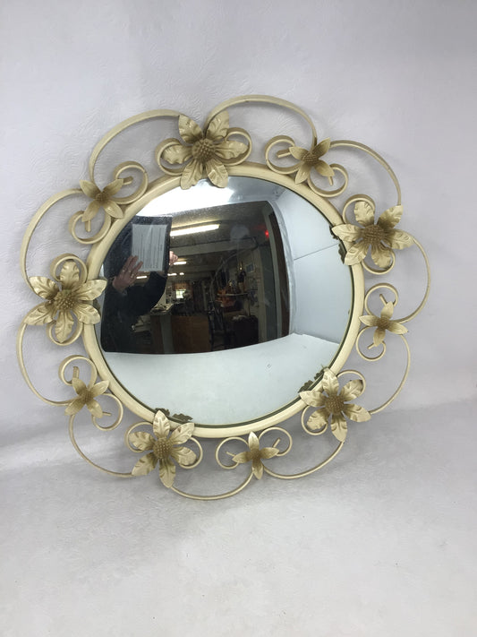 Vintage Sunburst Metal Floral Mirror
