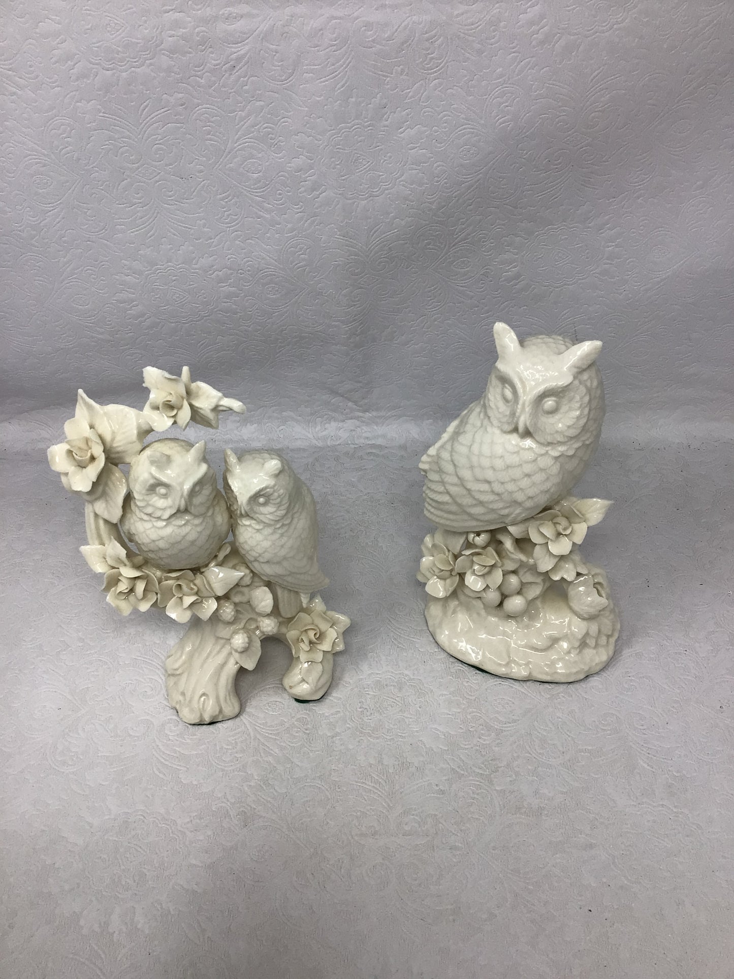 Set of 2 Porcelain Owl Figures
