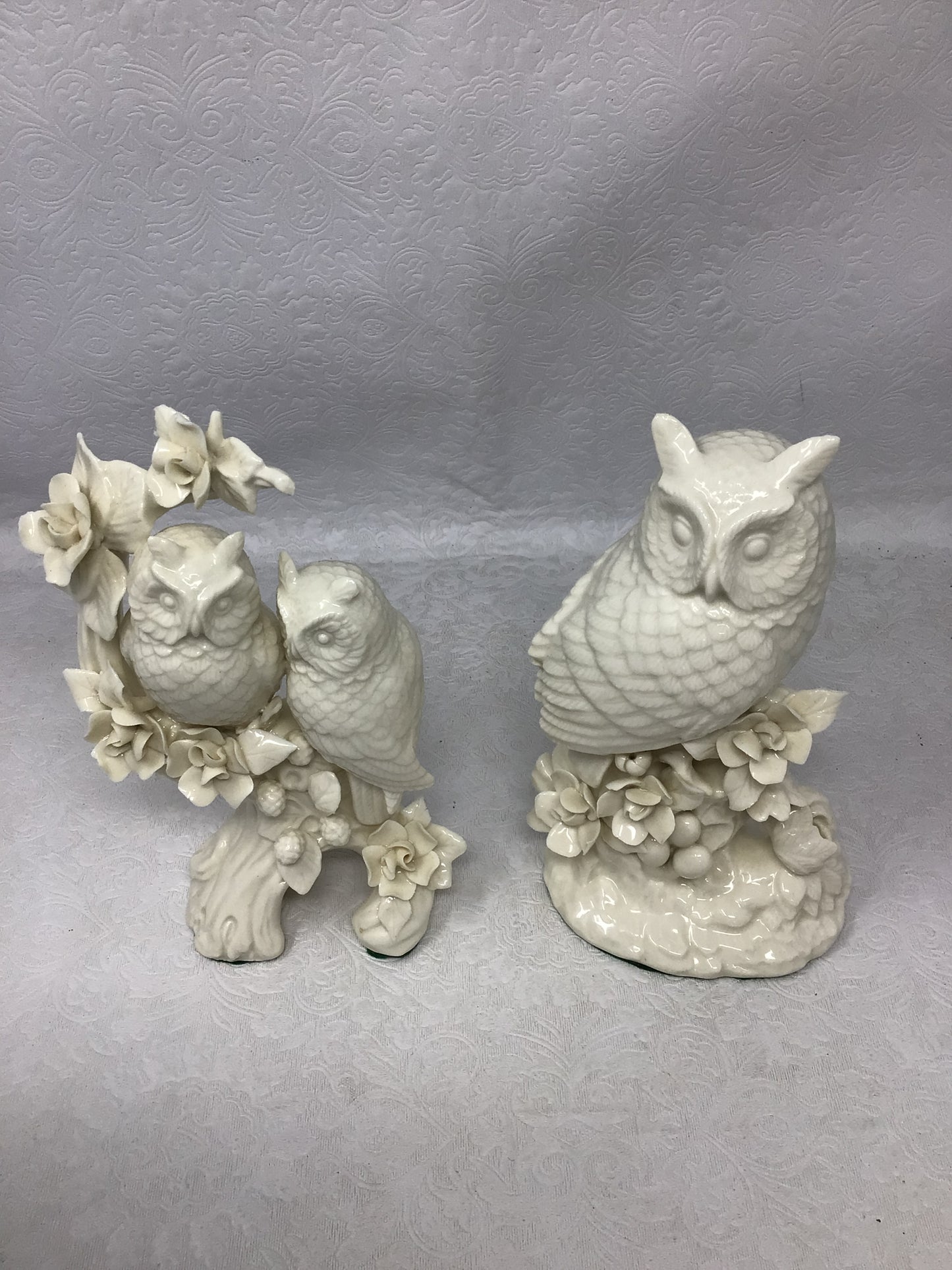 Set of 2 Porcelain Owl Figures