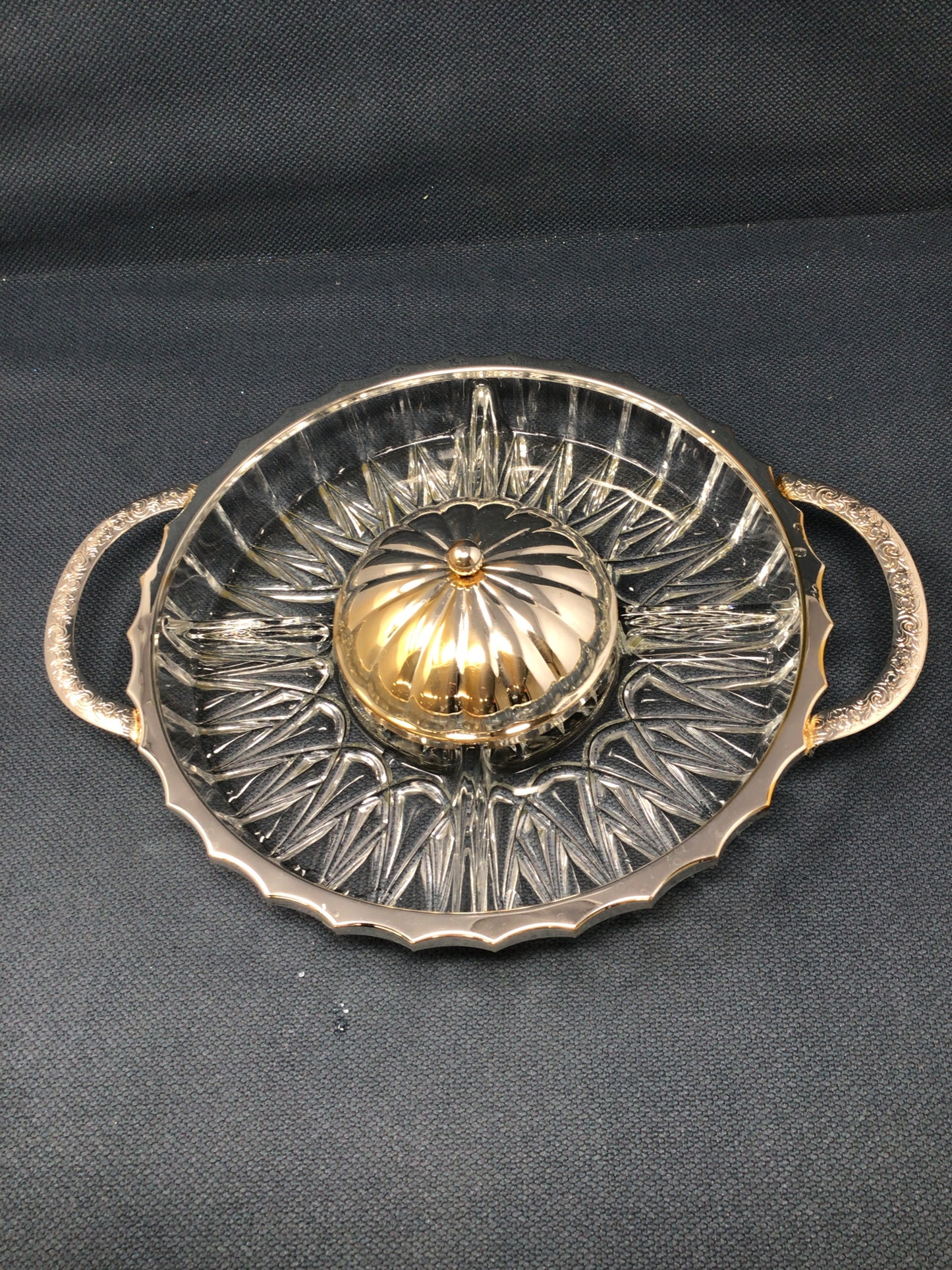 Silver Plated And Crystal Glass Serving Dish
