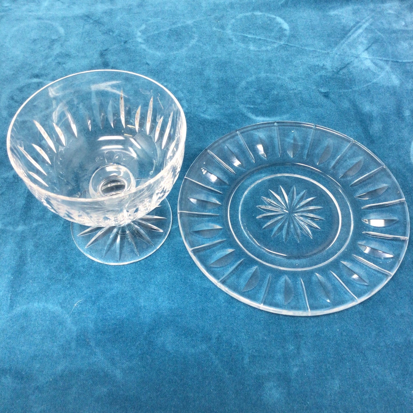 12 Piece Cut Glass Sherbet Bowl and Plate Set