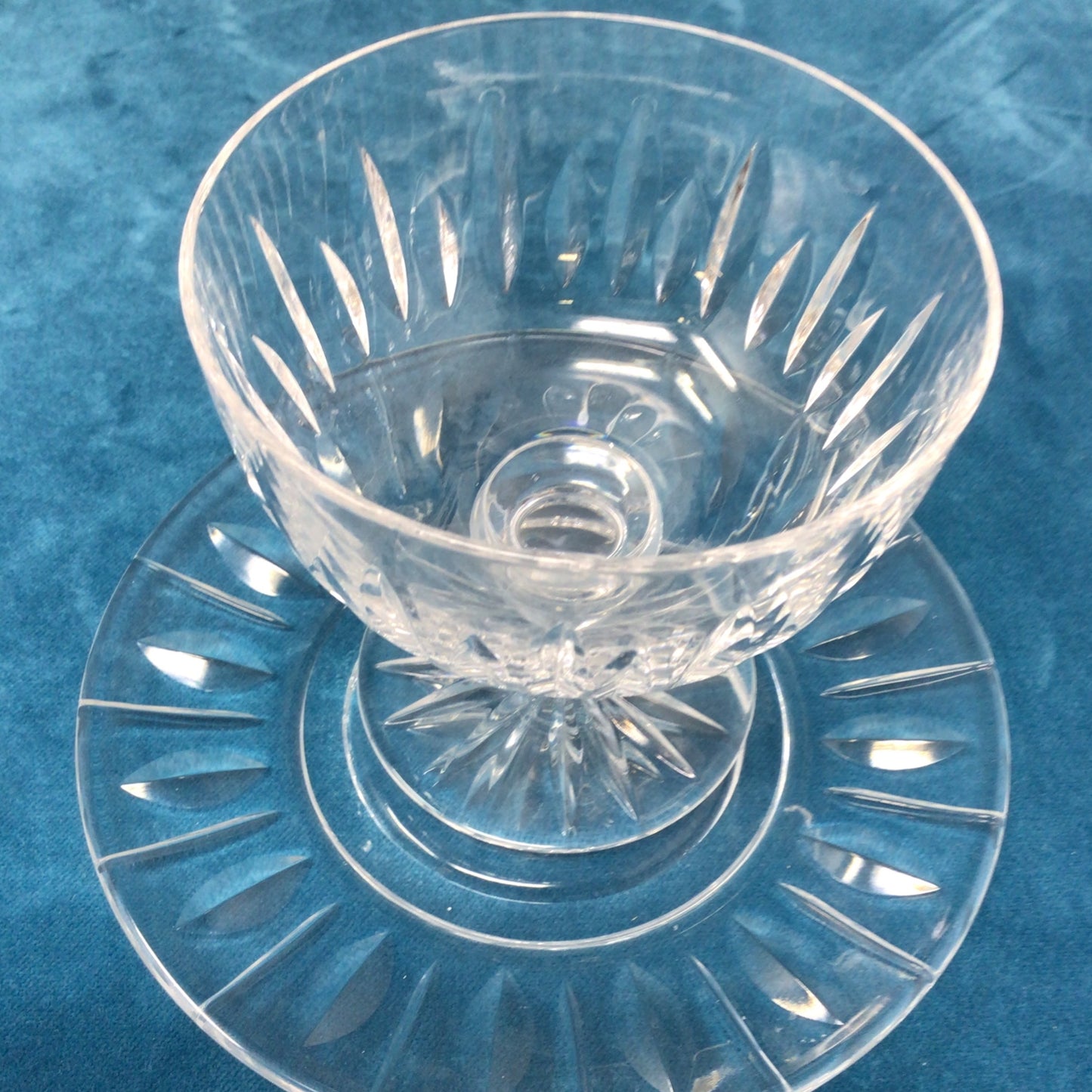 12 Piece Cut Glass Sherbet Bowl and Plate Set