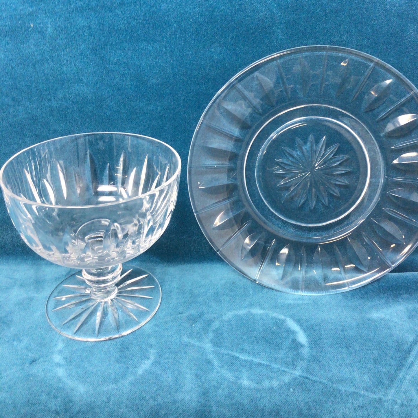 12 Piece Cut Glass Sherbet Bowl and Plate Set