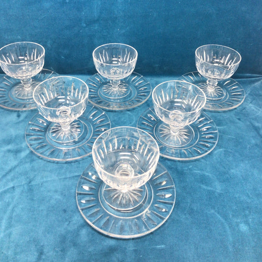 12 Piece Cut Glass Sherbet Bowl and Plate Set